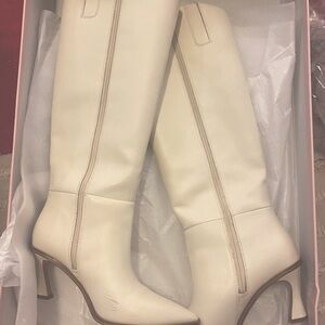 Vince Camuto Cream Heeled Boots